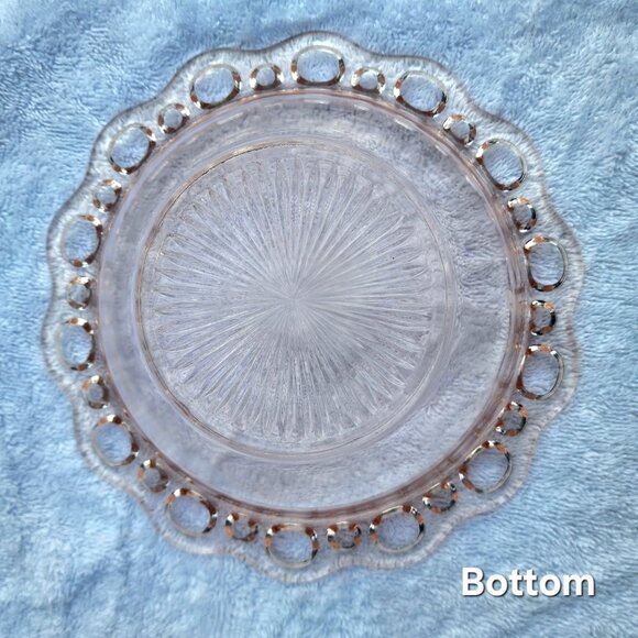 Vintage Old Colony Covered Butter Candy Dish Open Lace Pink Depression Glass - Picture 7 of 7